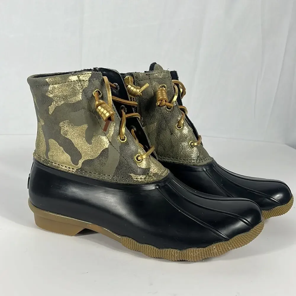 Sperry Top-Sider Saltwater WMNS‎ Duck Metallic Olive Camo Boot STS86694.